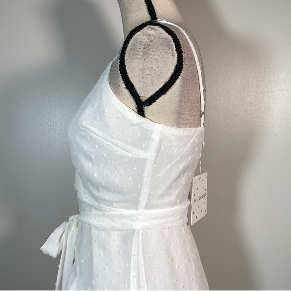 Hello Molly White Ivory Surplice Neck Belted Layered Hem Cami Short Dress S - Picture 11 of 12